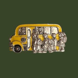 Vintage School Bus Pendant And Brooch